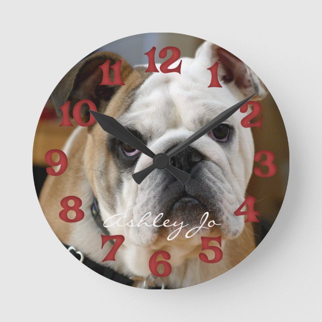 Reloj de pared de Bulldog inglés personalizado (Anverso)