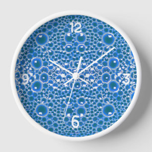 Reloj de pared de burbujas azul para el baño