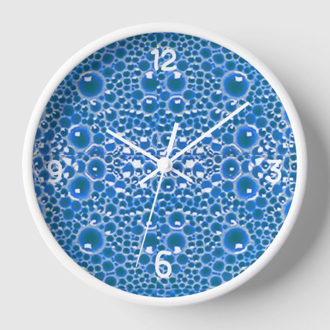Reloj de pared de burbujas azul para el baño (Anverso)