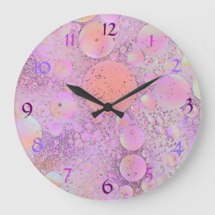 Reloj de pared de burbujas moderno morado y rosado