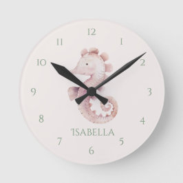 Reloj de pared de caballito de mar rosa divertido
