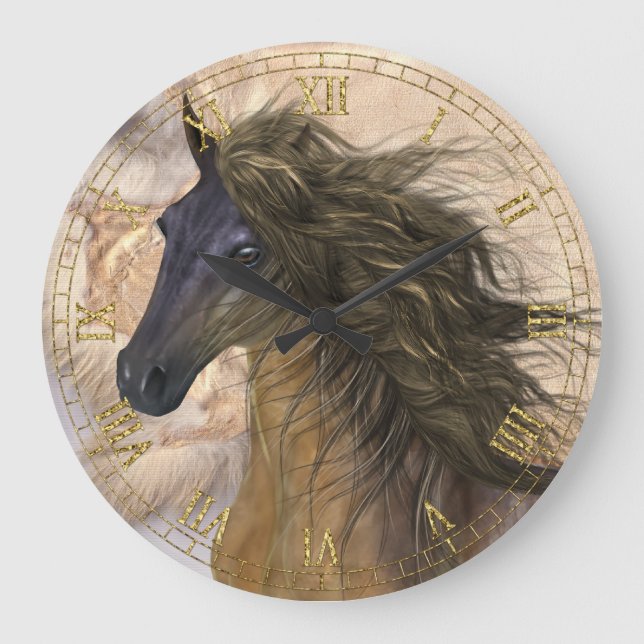 Reloj de pared de caballos de belleza salvaje (Anverso)