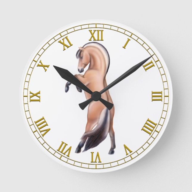 Reloj de pared de caballos del fiordo noruego (Anverso)