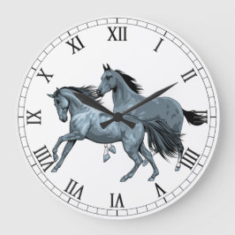 Reloj de pared de caballos pintado