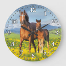 Reloj de pared de caballos y pies