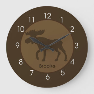 Reloj de pared de cabaña de alce rústico