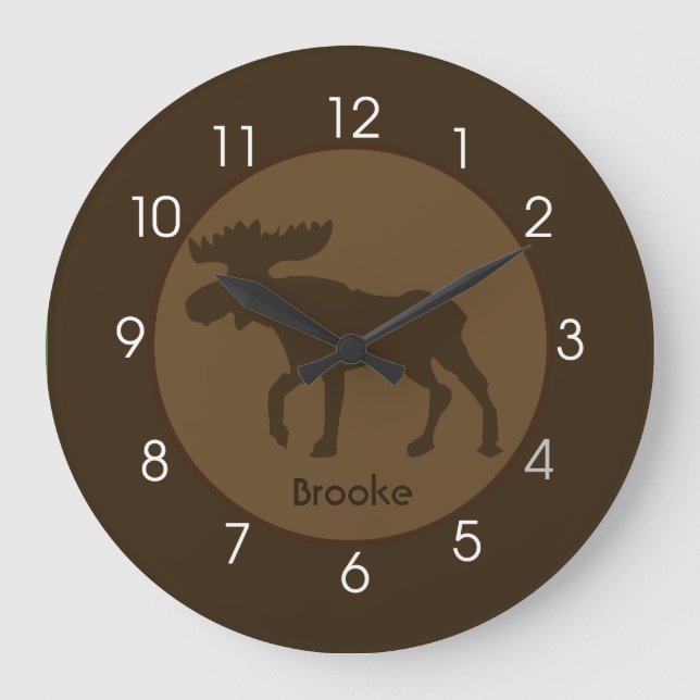 Reloj de pared de cabaña de alce rústico (Anverso)