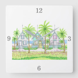 Reloj de pared de cabañas tropicales