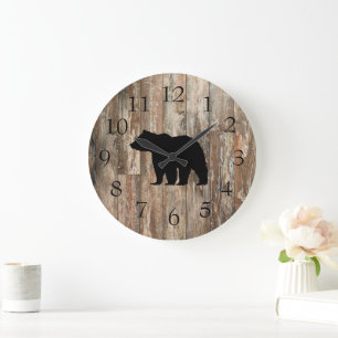 Reloj de pared de cabinas rústico para oso negro