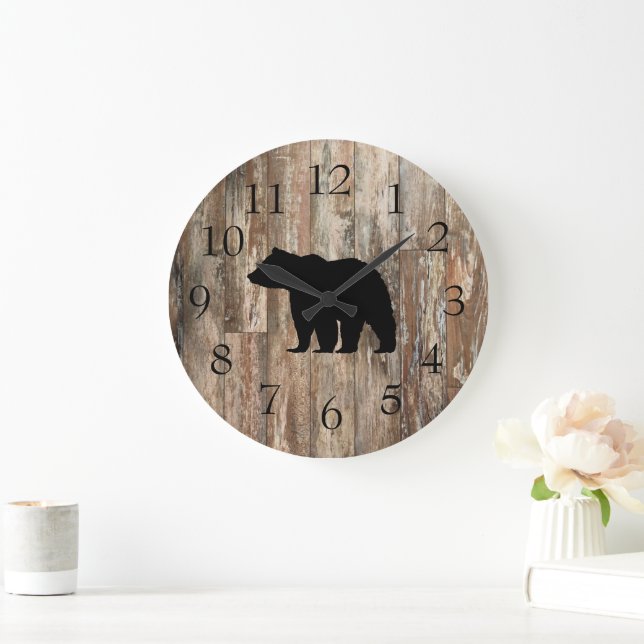 Reloj de pared de cabinas rústico para oso negro (Hogar)