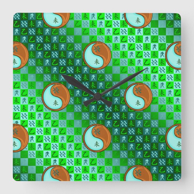 Reloj de pared de Cabra de Madera y Acuario (Anverso)