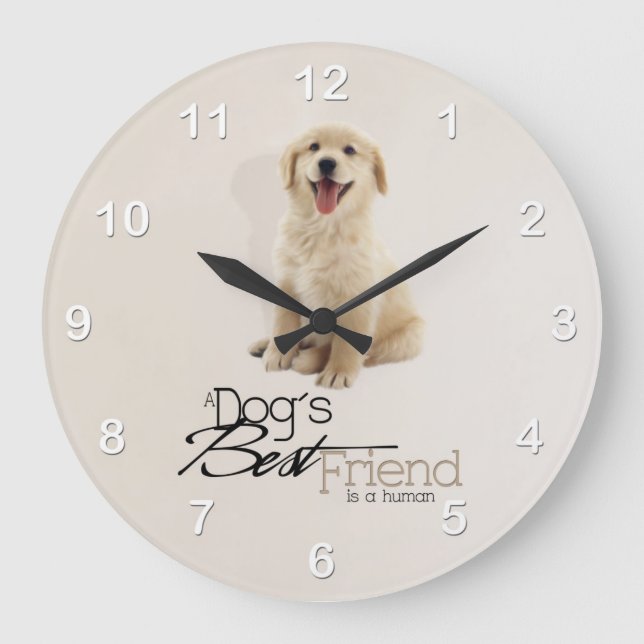 Reloj de pared de cachorros de Golden Retripy (Anverso)