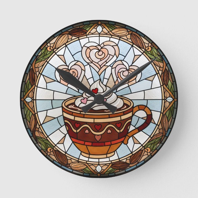 Reloj de pared de café con falso vidrio tintado (Anverso)