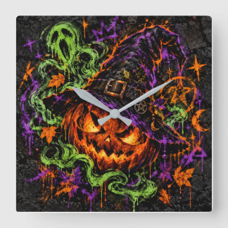 Reloj de pared de calabaza de Halloween de bruja g