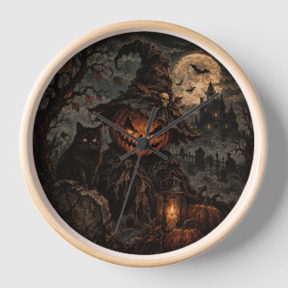 Reloj de pared de calabaza de Halloween vintage