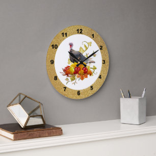Reloj de pared de calabaza de pavo de otoño / Día
