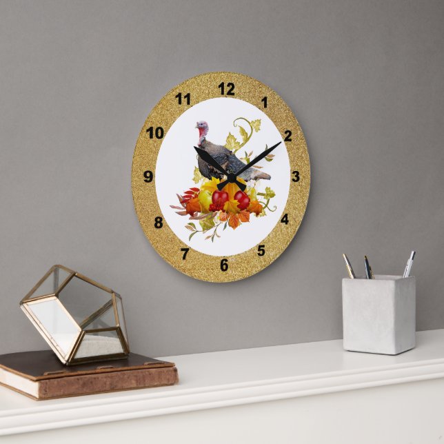 Reloj de pared de calabaza de pavo de otoño / Día  (Oficina)