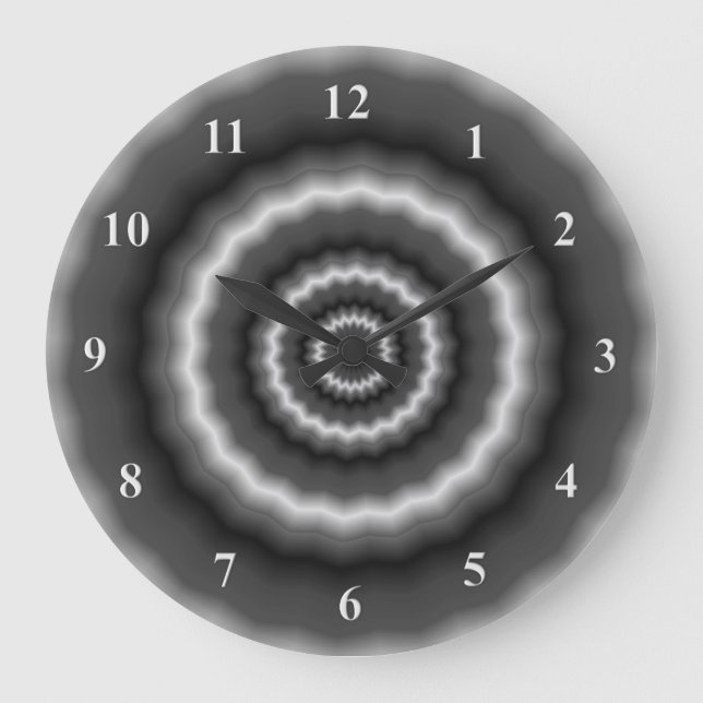 Reloj de pared de caleidoscopio negro y blanco (Anverso)
