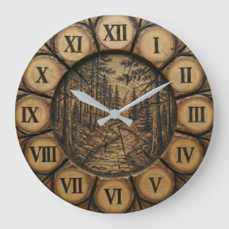 Reloj de pared de camino rústico del bosque