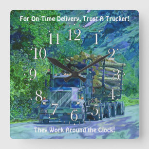 Reloj de pared de camiones de tala silvestre