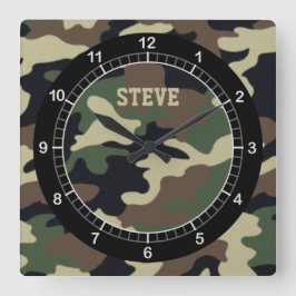 Reloj de pared de camo forestal personalizado