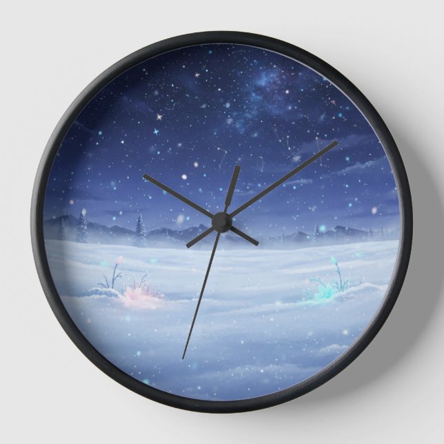 Reloj de pared de campo invernal estrellado (Anverso)