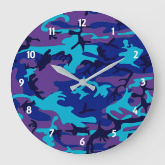 Reloj de pared de camuflaje azul oscuro y morado