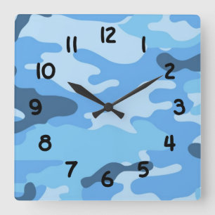 Reloj de pared de camuflaje para niños Blue camo