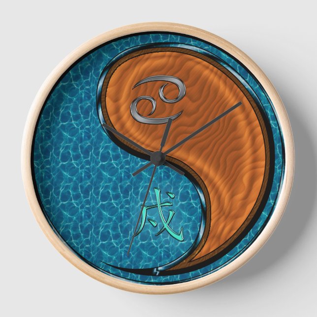 Reloj de pared de Cáncer y Perro de Madera (Anverso)