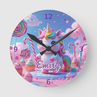 Reloj de pared de Candy Unicorn - Nombre editable