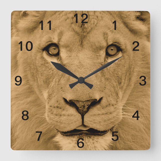 Reloj de pared de cara de león animal (Anverso)