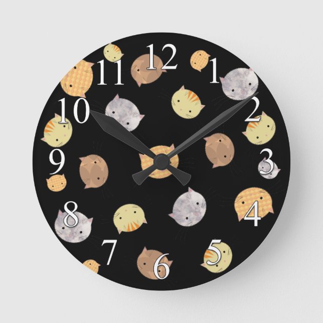 Reloj de pared de caras de gatito lindo (Anverso)