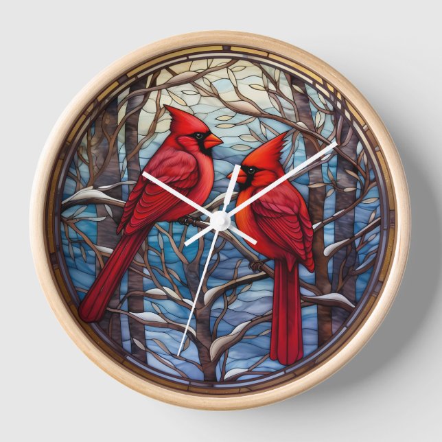 Reloj de pared de cardenales de invierno (Anverso)
