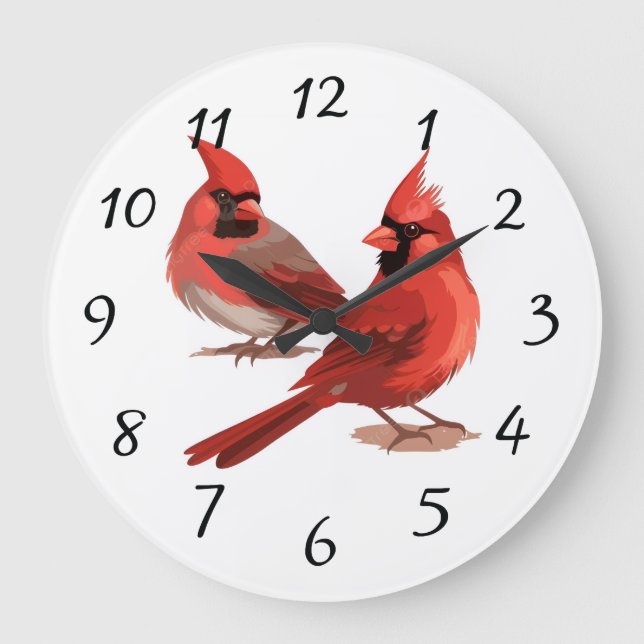 Reloj de pared de cardenales rojos (Anverso)