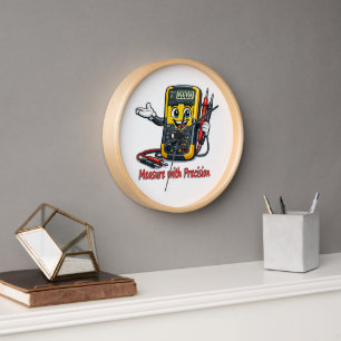 Reloj de pared de caricatura de multímetro con pre