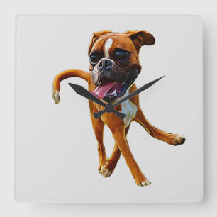 Reloj de pared de caricatura de perro Boxer