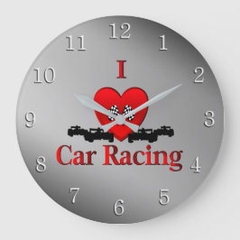 Reloj de pared de Carreras de coches de corazón