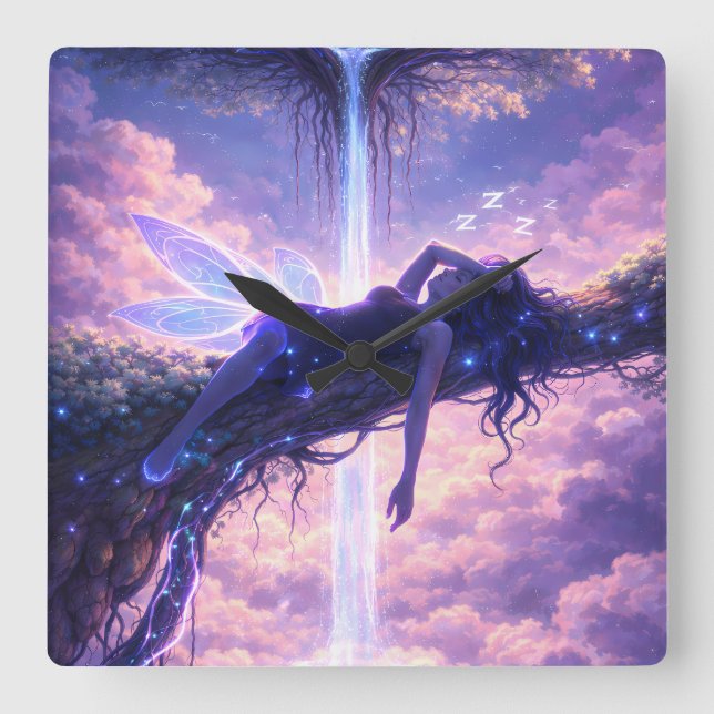 Reloj de pared de cascada de cielo de hada soñador (Anverso)