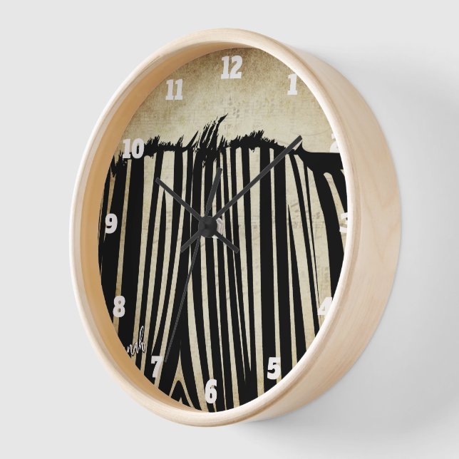 Reloj de pared de cebra negra personalizado (Ángulo)