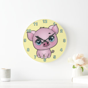 Reloj de pared de cerdito para niños