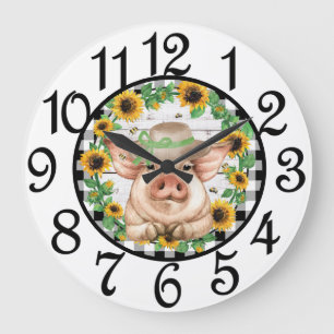 Reloj de pared de cerdo de campo de acrílico