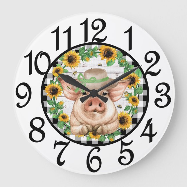 Reloj de pared de cerdo de campo de acrílico (Anverso)