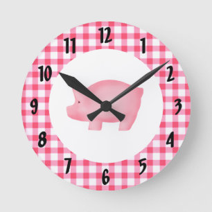 Reloj de pared de cerdo rosado