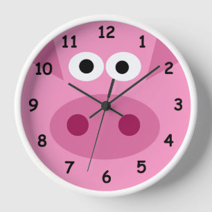 Reloj de pared de cerdo rosado para el dormitorio 