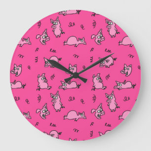 Reloj de pared de cerdos rosados