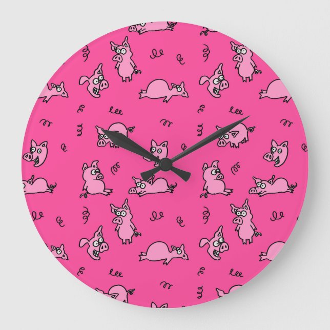 Reloj de pared de cerdos rosados (Anverso)