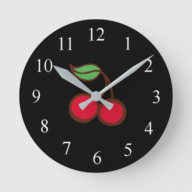Reloj de pared de cerezo negro de cocina retro din (Anverso)