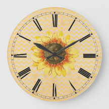 Reloj de pared de Chevron con fondo de girasol