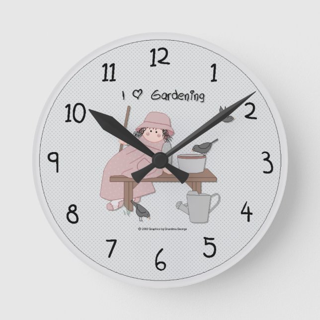 Reloj de pared de chica de jardín de campo (Anverso)