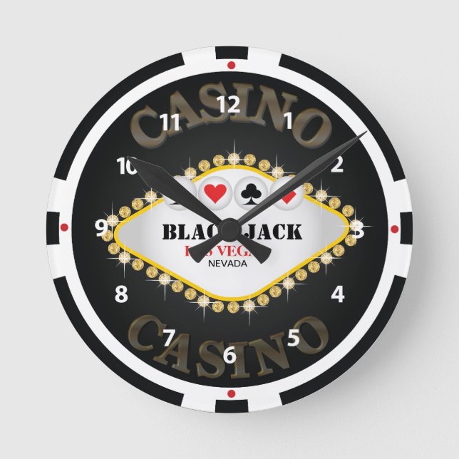 Reloj de pared de Chip Black Jack Black Casino de  (Anverso)